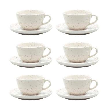 Imagem de Conjunto De Xícara De Chá Com Pires 06 Peças Flat Chuvisco Oxford