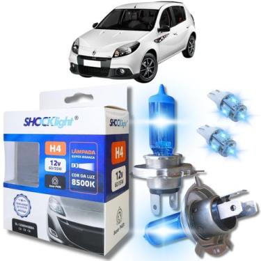 Imagem de Kit par lâmpadas super branca conector h4 8500k shocklight + par leds 