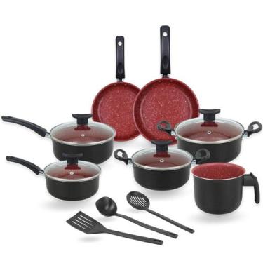 Imagem de Jogo De Panelas 10 Pçs Teflon Antiaderente Tampas De Vidro - Dona Chef