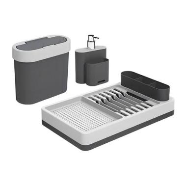 Imagem de Conjunto Organizador Flat Para Cozinha 3pçs Cinza Frio e Cinza Grafite