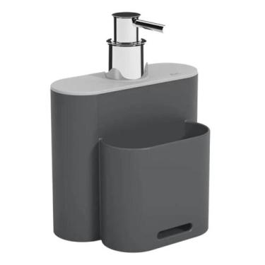 Imagem de Dispenser Flat Para Detergente e Esponja Kitchen Sink 500ml Cinza Coza