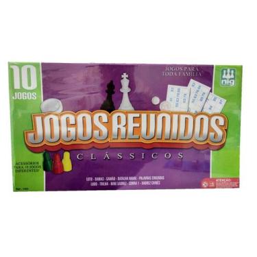 Imagem de Kit 10 Jogos Clássicos Dama Trilha Ludo Xadrez Gamão Nig