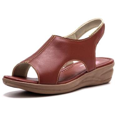 Imagem de Sandália Feminina Anabela Ortopédica Idosa Macia Confortável - EMOT SH