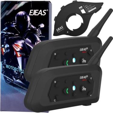 Imagem de Kit 2 Intercomunicador Ejeas V6 Pro+ Par Fone Bluetooth Moto Capacete 