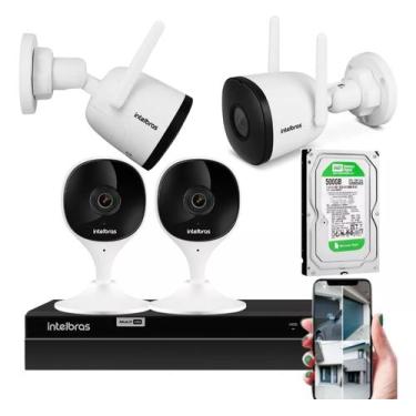 Imagem de Kit Câmeras Wifi Full Hd Intelbras 2 Internas E 2 Externas