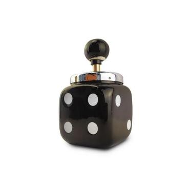 Imagem de Cinzeiro Ceramica Com Tampa E Reservatório Preto - Spinning ashtray