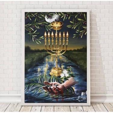 Imagem de Quadro Decorativo Judaísmo 33x24cm - Moldura Madeira Branca - Quadros 