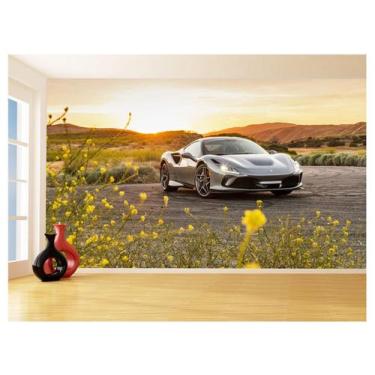 Imagem de Papel De Parede 3D Carro Ferrari Prata Sol Sport 3,5M Car97 - Você Dec