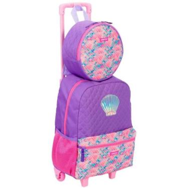 Imagem de Kit Mochila Escolar de Rodinhas E Lancheira Infantil Sereia Sestini Ro