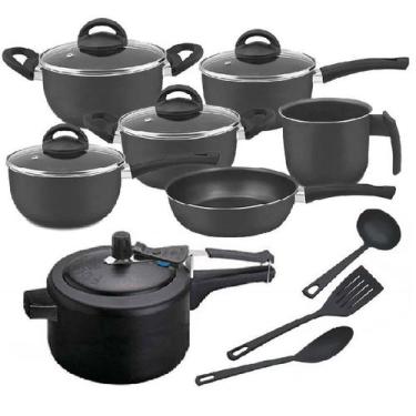 Imagem de Conjunto 10 peças preto com panela de pressão - Marpal