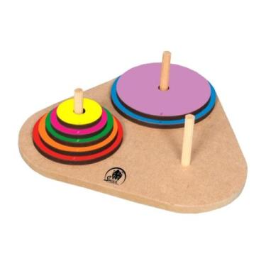 Imagem de Desafio Raciocínio Lógico Torre de Hanói Brinquedo Educativo MDF - Sim