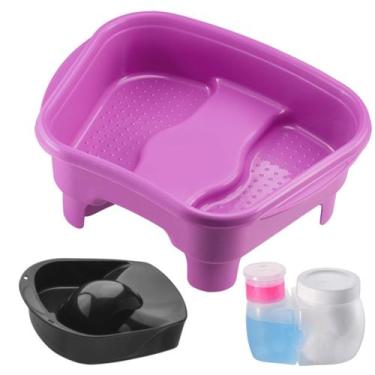 Imagem de Kit Porta Acetona/Algodão Tigela Mão Bacia Pés Pedestal Pedicure Manic