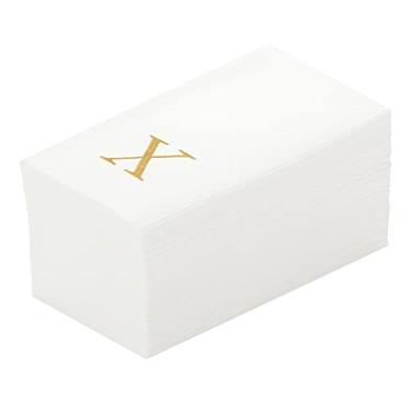 Imagem de Guardanapo de papel branco Luxenap Retângulo Gold Letter X – Air Laid, Sans Serif Font – 39 cm x 20 cm – Caixa com 50 unidades