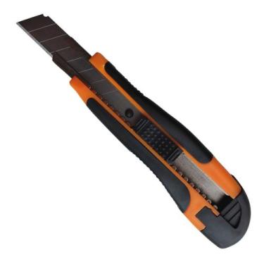 Imagem de Estilete emborrachado profissional 18mm com 3 lâminas e trava automáti