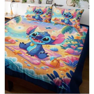 Imagem de Lençol Casal Lilo e Stitch Modelo Praia - Art Personalize