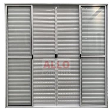 Imagem de Porta Balcao 6 Folhas 2,10x1,50 Branca Com Trinco - ALLO ESQUADRIAS