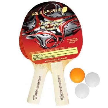 Imagem de Kit Tennis de Mesa Gold Sports Pro Lazer - 2 Raquetes e 3 Bolas, Único