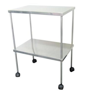 Imagem de Mesa auxiliar 60x40x80cm inox com rodízios - Metallux