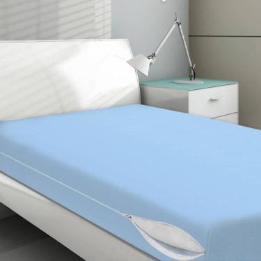 Imagem de Capa Protetora Colchão De Com Zíper Anti Acaros Casal Azul - Vida Prat