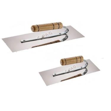 Imagem de Kit desempenadeira aco inox massa corrida 35x12 25x12 p.a.g cabo abert