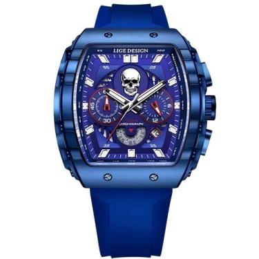 Imagem de Relógio de Quartzo Impermeável Masculino Caveira Esportivo Casual Tonn