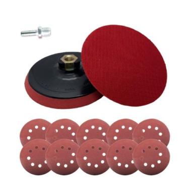 Imagem de Kit Suporte Disco 125mm + 10 Disco de Lixa p/ Furadeira Esmerilhadeira