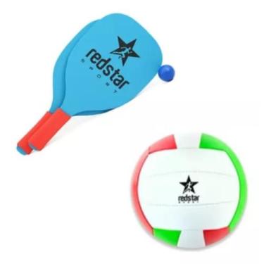 Imagem de Kit Esporte Raquete De Frescobol+bola De Volei - Red Star