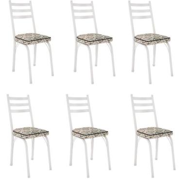 Imagem de Kit 6 Cadeiras para Cozinha Tubular D-13 Nara de Aço - Artefamol, Bran