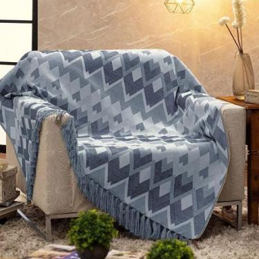 Imagem de Manta Para Sofá Jacquard Cartagena Azul - FASTLAR, 135x250cm