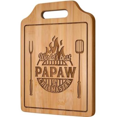 Imagem de AceThrills Presentes de Papaw para aniversário, Natal, Dia dos Pais - 30 cm C x 21 cm L × 0,4 cm Tábua de corte de bambu gravada