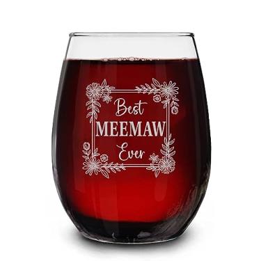 Imagem de Taça de vinho sem haste gravada Best Meemaw Ever - Presentes para Meemaw - Melhor taça de vinho Meemaw - Ideia de presente engraçada de aniversário - Natal - Feriado - Dia das Mães - Taça de vinho
