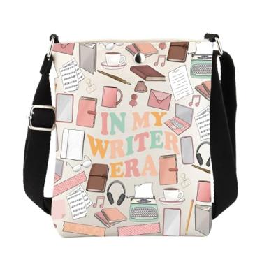Imagem de FUSTMW Bolsa tiracolo In My Writer Era, presente para autoras, mulheres, romancistas, presentes, pequena bolsa balde com alça de ombro, Bolsa para corpo Writer