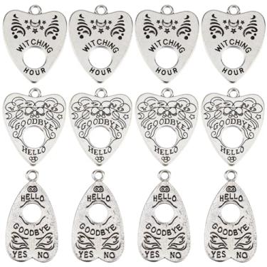 Imagem de SUNNYCLUE 1 caixa, 30 peças, pingentes de tarô, prata, pingentes de planchette, liga de metal, mágica, ouijas góticas, placa de adivinhação, pingente de coração em gota para fazer joias, berloques,