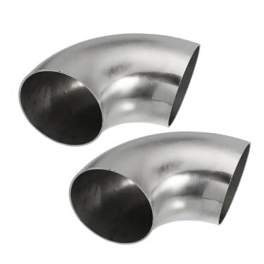 Imagem de TUCKBOLD Tubo de cotovelo curvado de mandril de 90 graus OD 6.3 cm aço inoxidável 304 reutilizável | Tubo de cotovelo de escape tubo de corrimão de escada 2 peças