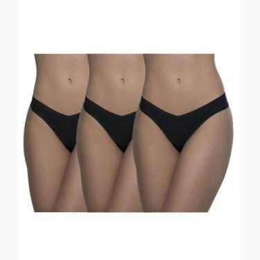 Imagem de Kit com 3 Calcinhas Fio Dental BR Lingerie 1148 Preto, M, Preto