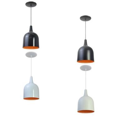 Imagem de Kit 4 Luminária Pendente Gota Com Interior Laranja Com Fiação 110/220v