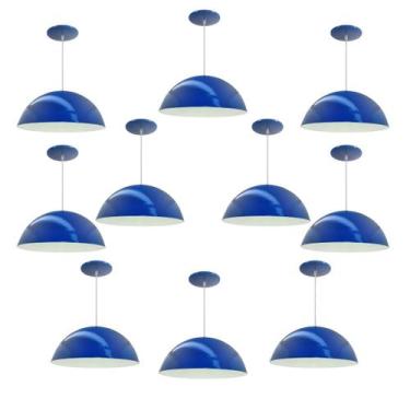 Imagem de Kit 10 Luminária Pendente Meia Lua 50cm Interior Branco Brilho Com Fia