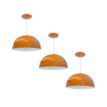 Imagem de Kit 3 Luminária Pendente Meia Lua 24cm Com Interior Branco Brilho Fiaç