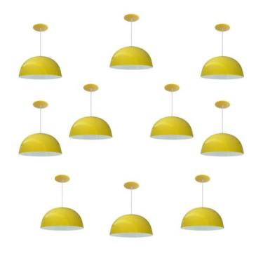 Imagem de Kit 10 Luminária Pendente Meia Lua 24cm Com Interior Branco Brilho Fia