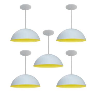 Imagem de Kit 5 Luminária Pendente Meia Lua 40cm Interior Amarelo Com Fiação 110