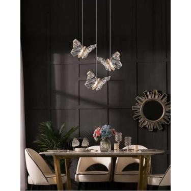 Imagem de Kit 3 Luminárias Pendente Led Borboleta Bivolt Moderno 3000k - AAATOP,