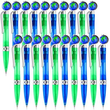 Imagem de Teling Earth Pens Canetas esferográficas retráteis fofas 1,0 mm em forma de tellurion canetas engraçadas para adultos globo mundial canetas esferográficas de tinta preta para crianças acessórios adultos escola escritório decoração suprimentos (20 peças)