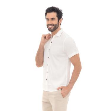 Imagem de Camisa Social Masculina Manga Curta Camisa De Linho - Execução Jeans, 