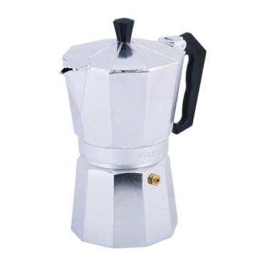 Imagem de Cafeteira Italiana Premium de Fogão Expresso Moka de Alumínio Inox Prata com Alça para 6 Xícaras 300 ml