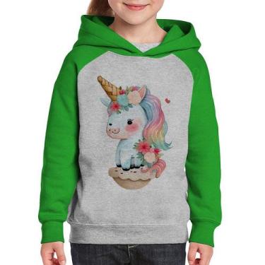 Imagem de Moletom Infantil Unicórnio Bebê - Foca na Moda, Cinza, Verde, 8