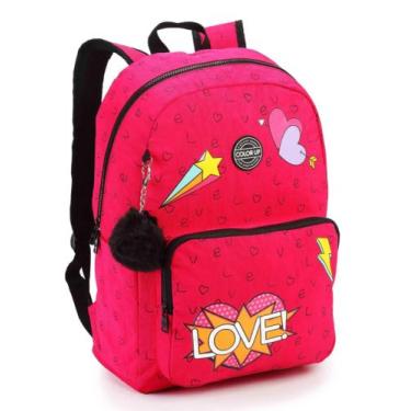 Imagem de Mochila Juvenil Feminina Color Up Love Em Crinkle Com Pompom Seanite, 
