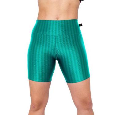 Imagem de short poliamida 3d cintura alta meia coxa - ASHYC, Verde, Claro, G/42