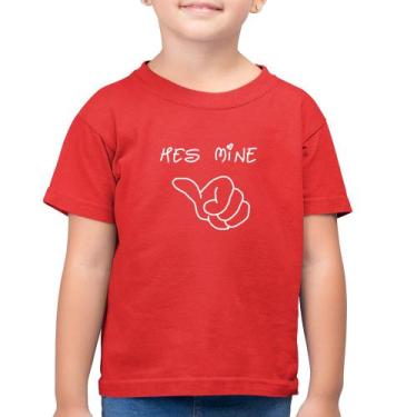 Imagem de Camiseta Algodão Infantil He's Mine - Foca na Moda, Vermelho, 8