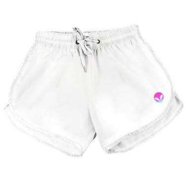 Imagem de Short Feminino Moda Praia Tactel Estampado - RELAXADO, Branco alien, G