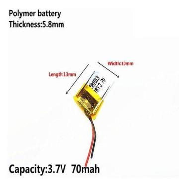 Imagem de Bateria 581013 Com 70mah 5,8mmx10mmx13mm 2 Fios 3,7v - KMIG